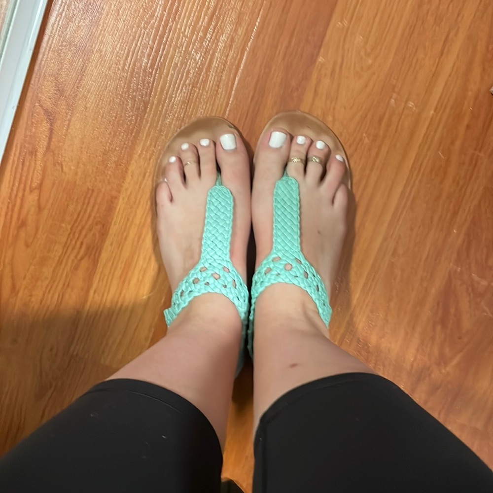 Turquoise flat sandals from Nine West in great condition.
